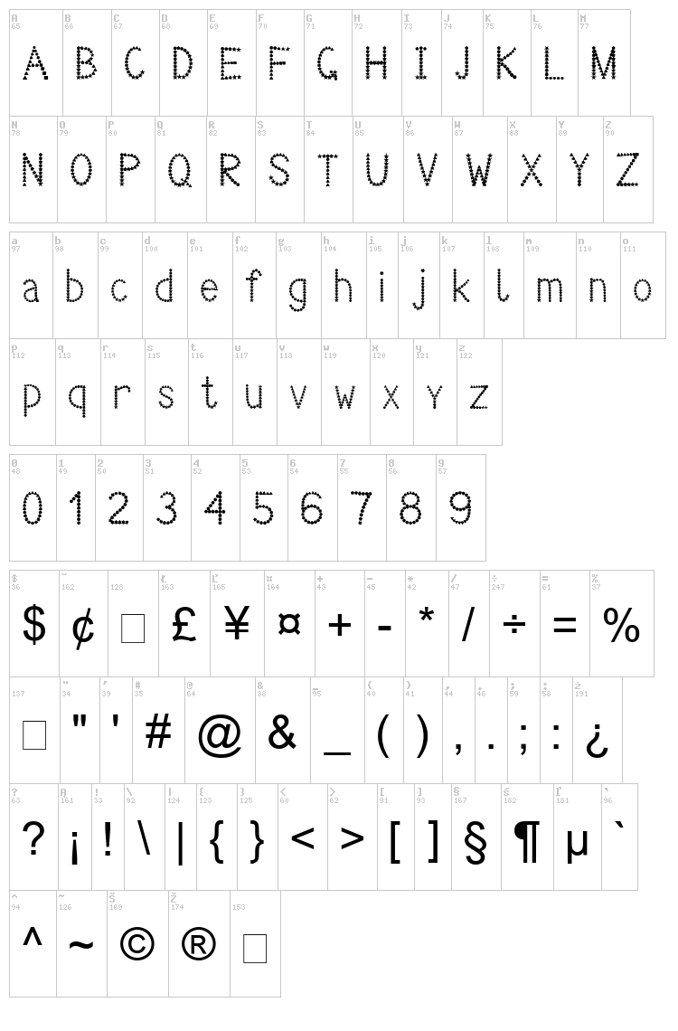 Decor Viper 78 font map